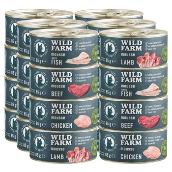 WILD FARM Mousse Mix príchutí 24x85g - bezobilná pena pre mačky