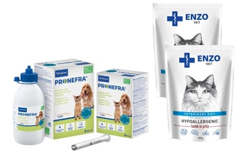 Virbac Pronefra 180ml & ENZO VET Hypoalergénne pre mačky s jahňacinou v želé 2x100g