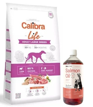 Calibra Dog Life Adult Large Breed Lamb 12kg + LAB V Lososový olej pre psov a mačky 1000ml