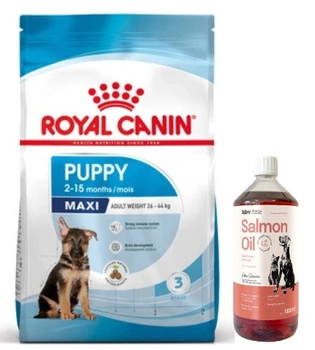 ROYAL CANIN Maxi Puppy 15kg + LAB V Lososový olej pre psov a mačky 1000ml