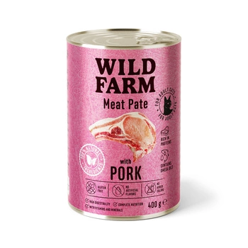 WILD FARM Pate Pork 400g - bezlepkové krmivo pre mačky