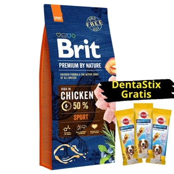 BRIT Premium By Nature Sport 15kg + 3x DentaStix ZADARMO!