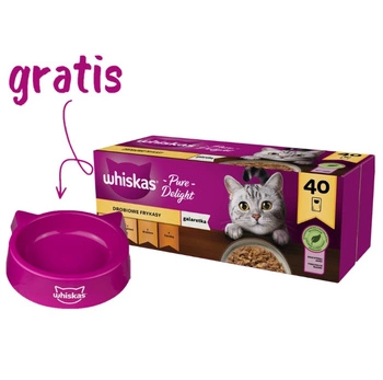 WHISKAS Adult sáčky 40 x 85 g Hydinové hranolky - vlhké krmivo pre dospelé mačky, v želé (kúsky s: kuracím, morčacím, hydinovým, kačacím mäsom) + miska ZADARMO!