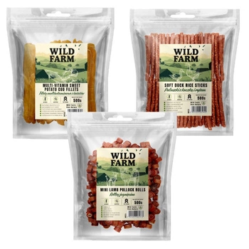 WILD FARM 3x500g Psie maškrty Mix príchutí