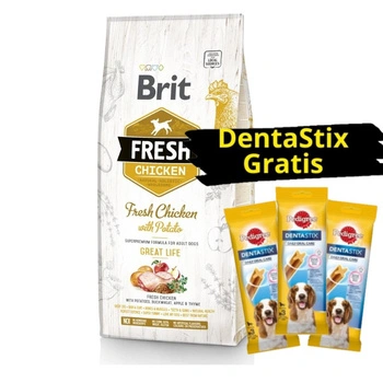 Brit Dog Fresh Chicken & Potato Adult Great Life 12 kg + 3x DentaStix ZADARMO