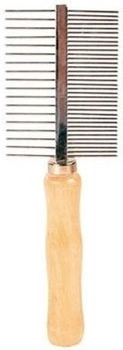 Trixie Obojstranný hrebeň s drevenou rukoväťou 17 cm