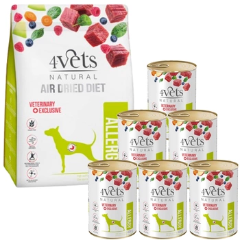 DOLINA NOTECI 4Vets Natural Allergy sušené krmivo pre psy s potravinovými alergiami 1kg 4Vets Natural Allergy Kit; suché krmivo 1 kg + mokré krmivo 6 x 400 g