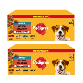 PEDIGREE® Adult Wet Food pre dospelé psy, výber príchutí v želé, 80 x 100 g vrecúška