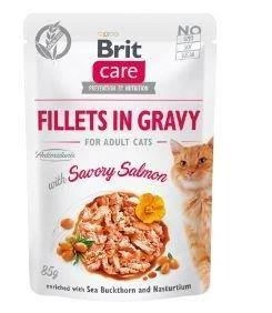 BRIT CARE Cat  Pouches Fillets in Gravy with Savory Salmon 12x85g