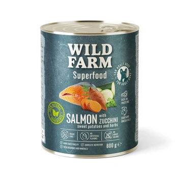 WILD FARM Superfood Salmon (losos s cuketou, sladkým zemiakom a bylinkami) 800g krmivo pre psov bez obilnín