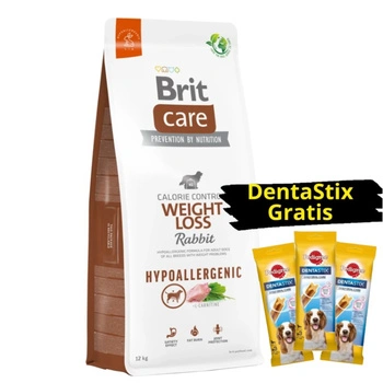 Brit Care Hypoallergenic Weight Loss Rabbit 12 kg + 3x DentaStix ZADARMO