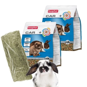 Beaphar Care + Rabbit Senior Krmivo pre staršie králiky 2x1,5 kg + Malé seno 15l ZADARMO!