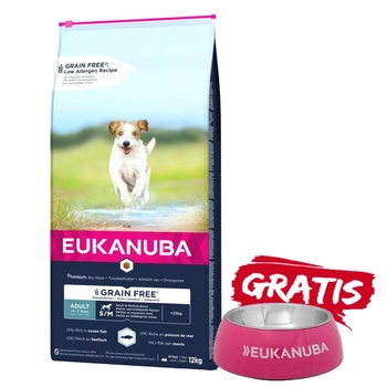 EUKANUBA Adult Small&Medium Grain Free 12kg + miska ZADARMO!