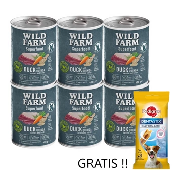 Wild Farm Superfood Duck 6x400g krmivo pre psov bez obilnín