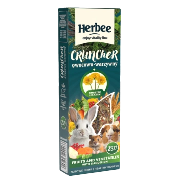 HERBEE chrumkavé krmivo pre hlodavce a králiky 115g ovocie a zelenina s púpavou