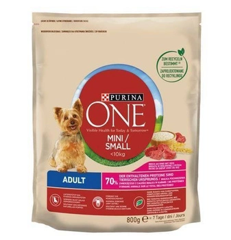PURINA ONE Mini Adult Beef, Rice - suché krmivo pre psov - 800g