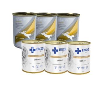 TROVET ASD Urinary Struvite 3x400g + ENZO VET Urinary na ochorenia močových ciest s kuracím mäsom pre psov 3x400g