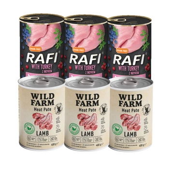 DOLINA NOTECI Rafi s krůtím masem 3x400g + Wild Farm Pate Lamb 3x400g
