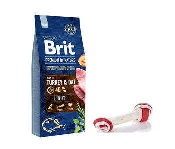 Brit Premium By Nature Light 15kg +  Biela slanina s kosťou 16 cm