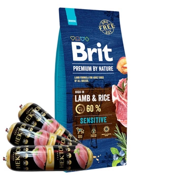 BRIT Premium By Nature Sensitive Lamb 15kg + Hektor 3x900g