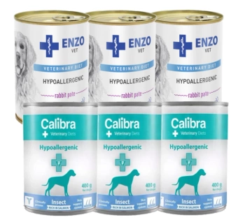 Calibra Veterinary Diets Dog Hypoallergenic Insect & Salmon 3x400g + ENZO VET Hypoalergénna diéta s králikom pre psy 3x400g