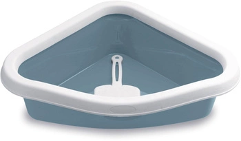 Mačacia toaleta Sprint Corner, biela/modrá, 40 x 56 x 14 cm, Stefanplast