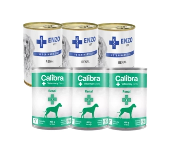 Calibra Veterinary Diets Dog Renal 3x400g + ENZO VET Renálna diéta pri ochorení obličiek s hovädzím mäsom pre psov 3x400g