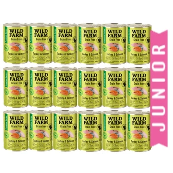 WILD FARM Prémiové krmivo pre mačiatka s morčacím mäsom a lososom bez obilnín 18x400 g - bezobilné krmivo pre mačiatka