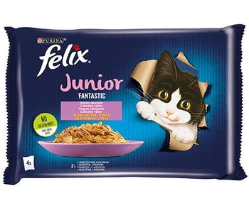 FELIX Fantastic Junior kuracie a lososové želé 4x85g