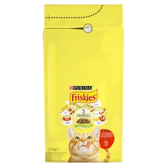 PURINA Friskies Krmivo pre mačky s hovädzím mäsom a kuracím mäsom so zeleninou 1,7kg