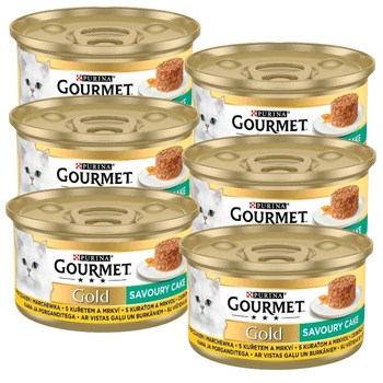 Purina Gourmet Gold Savoury Cake s kuracím mäsom a mrkvou 6x85g