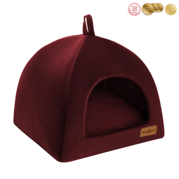 RECOBED Búdka pre psa Velurove bordová S 40x40cm