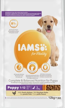 IAMS-Suché krmivo Vitality s čerstvým kuracím mäsom pre šteňatá veľkých plemien 12 kg