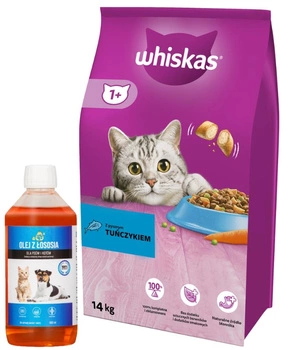 Whiskas granule s tuniakom 14 kg + LAB V Lososový olej pre psy a mačky 500ml
