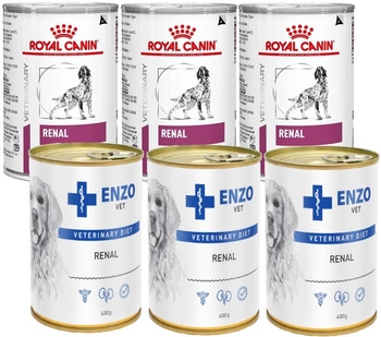 Royal Canin Veterinary Diet Dog Renal Special 3x410 g & ENZO VET Dieta renale per malattie renali con manzo per cani 3x400g