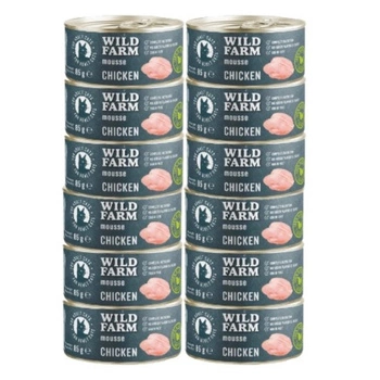 WILD FARM Mousse Chicken 12x80g - pena pre mačky bez obilnín