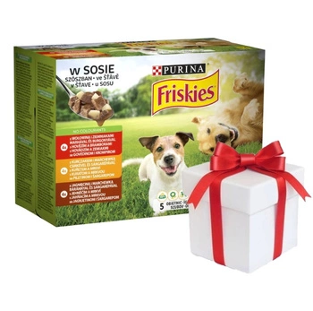 PURINA Friskies Krmivo pre psov v omáčke 12x100g + Prekvapenie pre vášho psa ZADARMO!