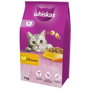 WHISKAS Adult 7 kg - suché krmivo pre dospelé mačky, s lahodným kuracím mäsom