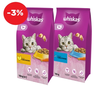 Whiskas granule s tuniakom 14 kg + Whiskas s kuracím mäsom 14 kg