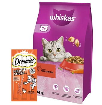 Whiskas Adult s hovädzím mäsom 14 kg + DREAMIES 30 g ZADARMO!