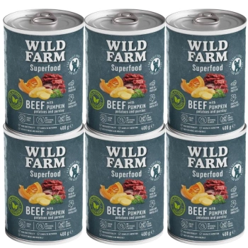 Wild Farm Superfood Beef 6x400g krmivo pre psov bez obilnín