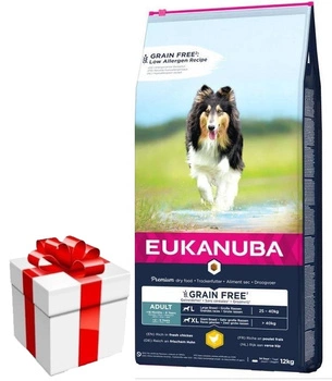 EUKANUBA Adult Chicken L/XL Grain Free 12kg + PREKVAPENIE PRE PSA ZDARMA!