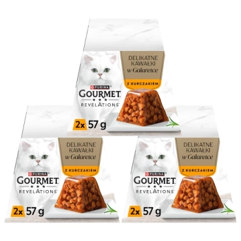 GOURMET Revelations Jemné kúsky v želé s kuracím mäsom 3x(2x57g)
