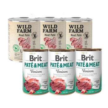 BRIT PATE & MEAT VENISON 3x800g + WILD FARM Pate Lamb 3x800g