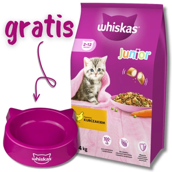 WHISKAS Junior chicken 14kg + miska ZADARMO!
