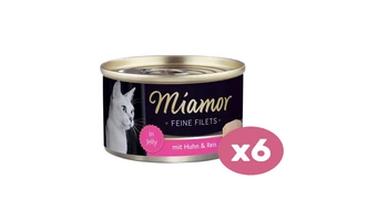 Miamor Feine Filets - vlhké krmivo pre mačky kuracie filé s ryžou 6x100g plechovka