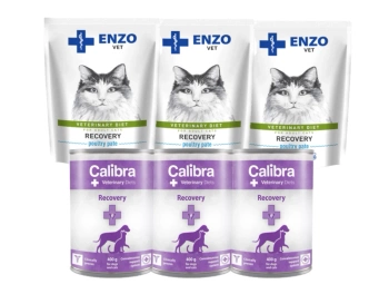 Calibra VD Dog/Cat Recovery 3x400 g + ENZO VET Recovery pre mačky 3x100g