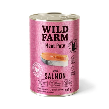 WILD FARM Pate Salmon 400g - bezlepkové krmivo pre mačky
