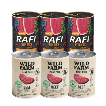 DOLINA NOTECI Rafi s kachnou 3x400g + Wild Farm Pate Beef 3x400g