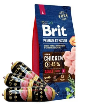 BRIT Premium By Nature Adult L 15kg + Hektor 3x900g
